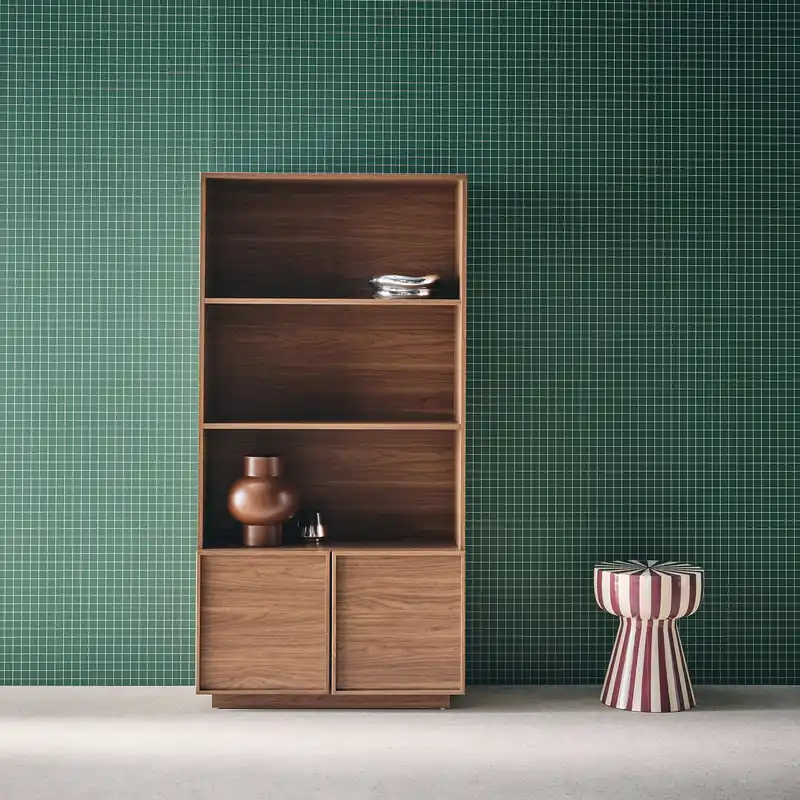 Estantería efecto madera, 5 niveles, 2 puertas - Muebles de almacenamiento