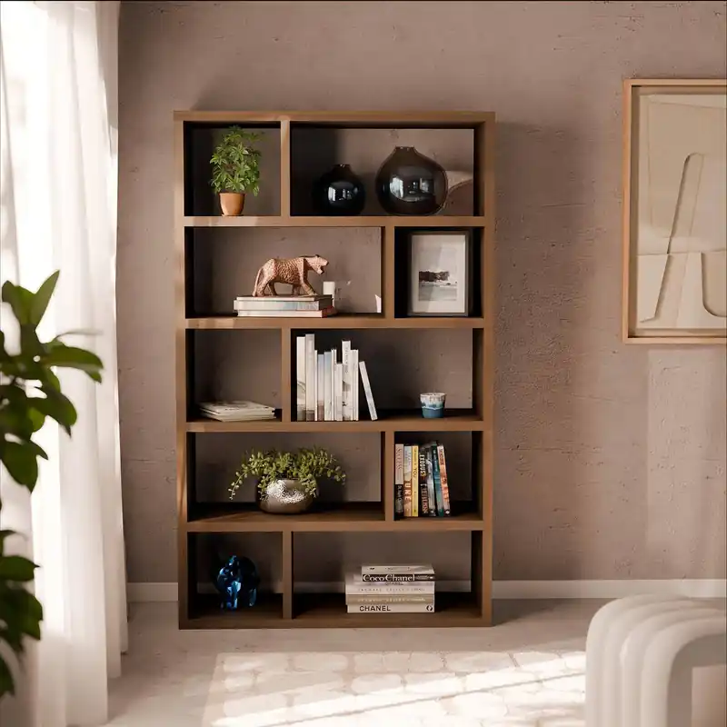 Estantería asimétrica, 5 niveles, 10 compartimentos - Muebles de almacenamiento