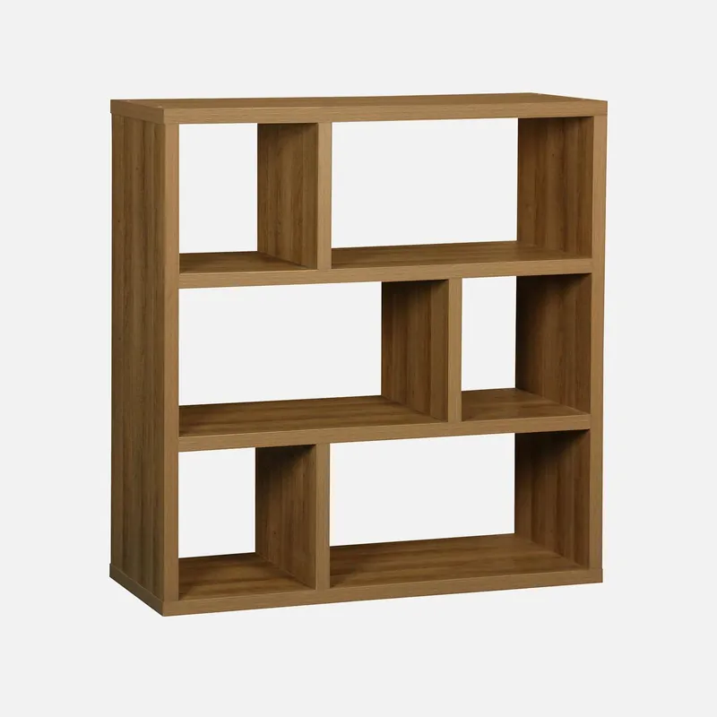Estantería asimétrica, 3 niveles, 6 compartimentos - Muebles de almacenamiento