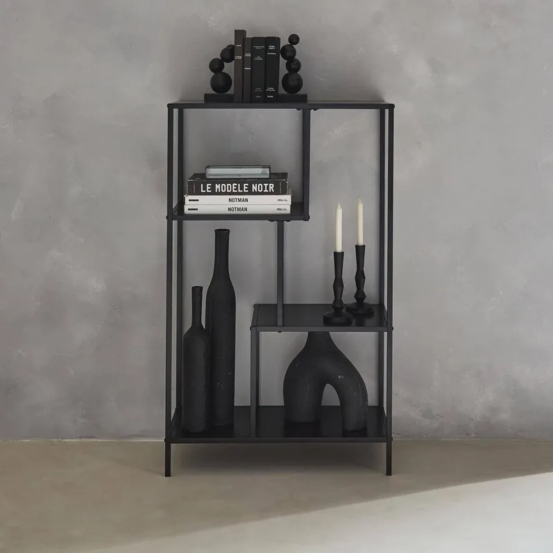 Estantería asimétrica de metal con 4 estanterías - Muebles de almacenamiento