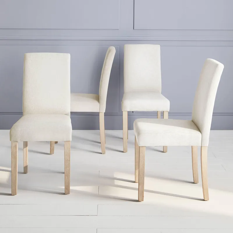 Silla de tela con patas de madera, set de 4 - Sillas de comedor