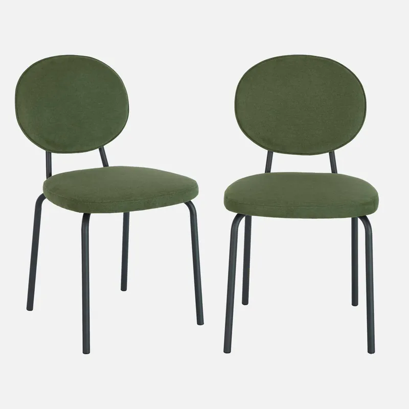 Silla vintage de metal y tela, set de 2 - Sillas de comedor