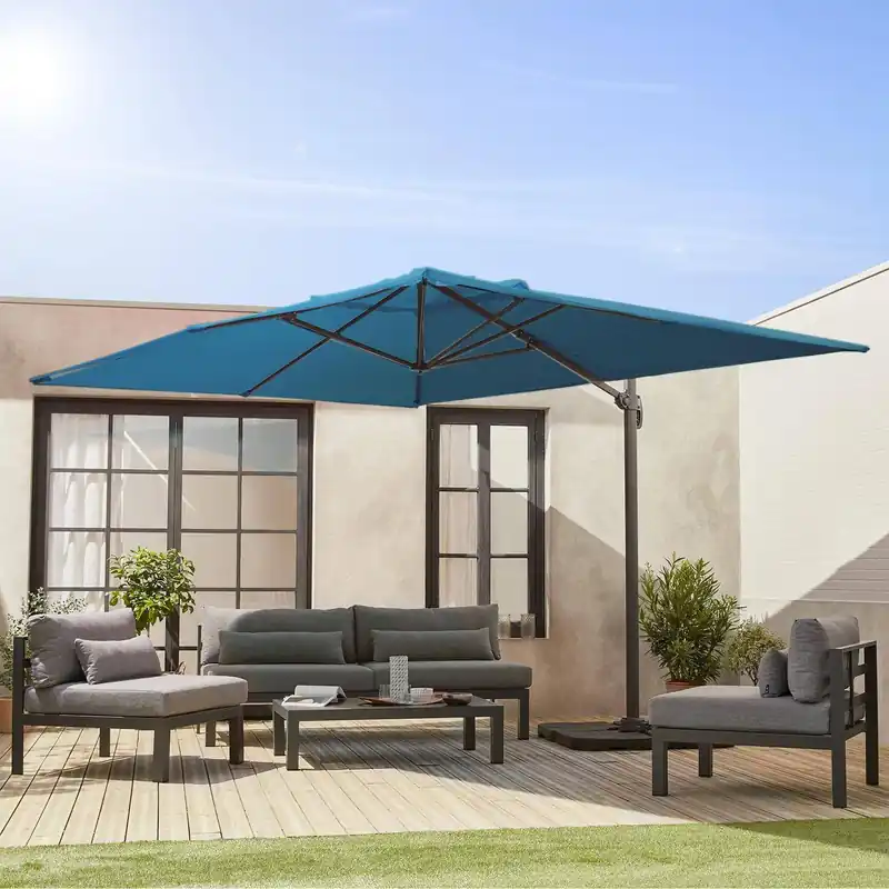 Parasol rectangular excéntrico, 3x4m + losas 50x50cm - Parasoles y Sombrillas