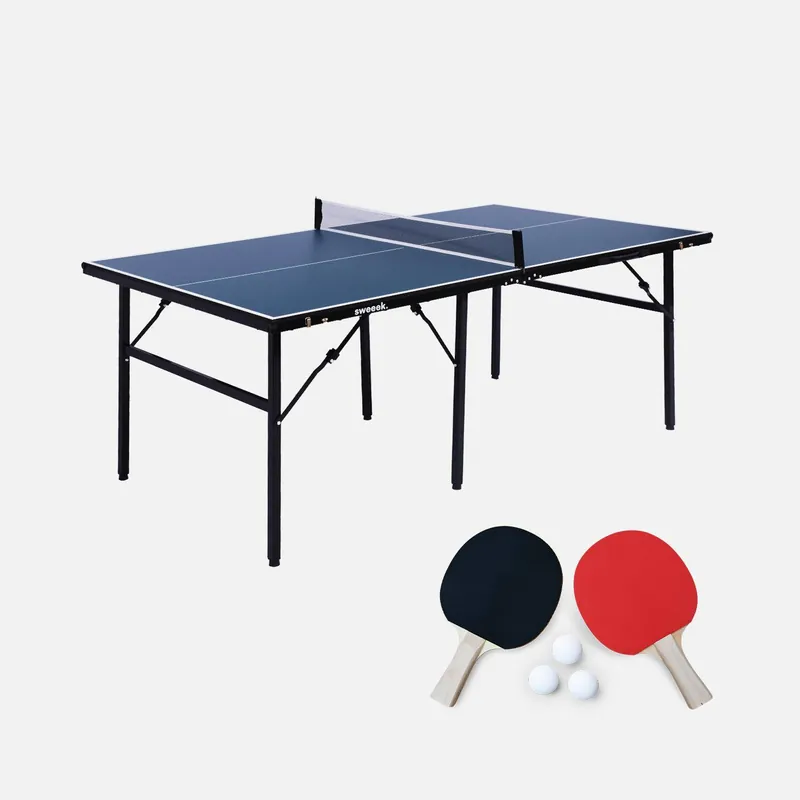 Mesa de ping pong plegable para interior con 2 raquetas y 3 pelotas, 180cm - Mesas de ping pong