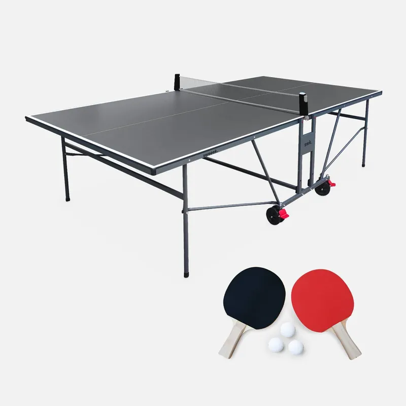 Mesa de ping pong plegable para interior con 4 raquetas y 6 pelotas, 274cm - Mesas de ping pong