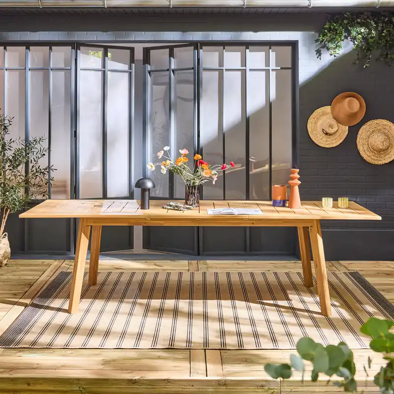 Mesa de jardín extensible de madera de acacia, 10 plazas - Mesas de jardín