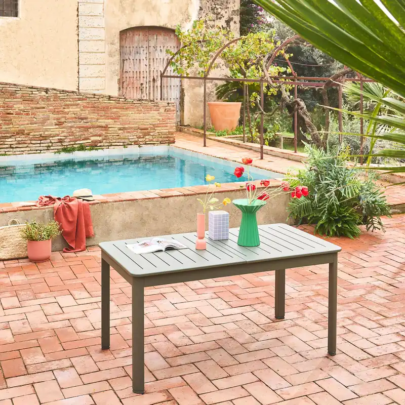 Mesa de jardín extensible de aluminio de 6 plazas - Mesas de jardín