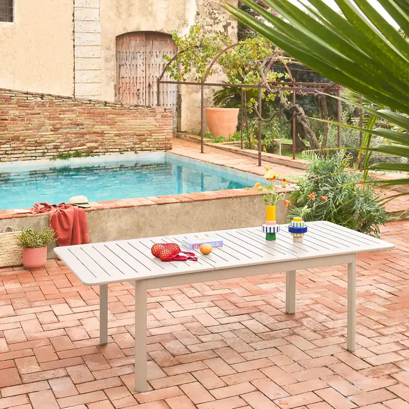 Mesa de jardín extensible de aluminio de 8 plazas - Mesas de jardín