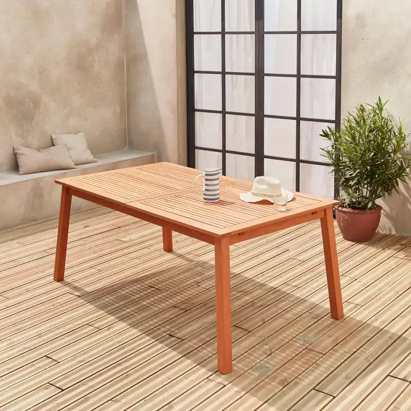 Mesa de jardín de madera extensible, 8-10 plazas