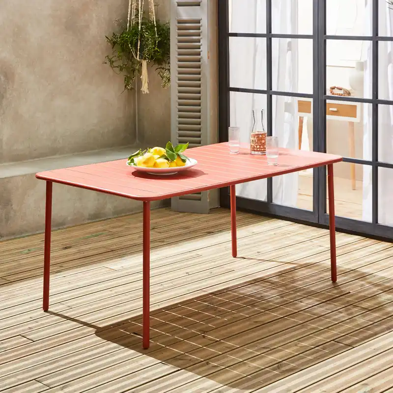 Mesa de jardín bistró de acero, 6-8 plazas, 160cm