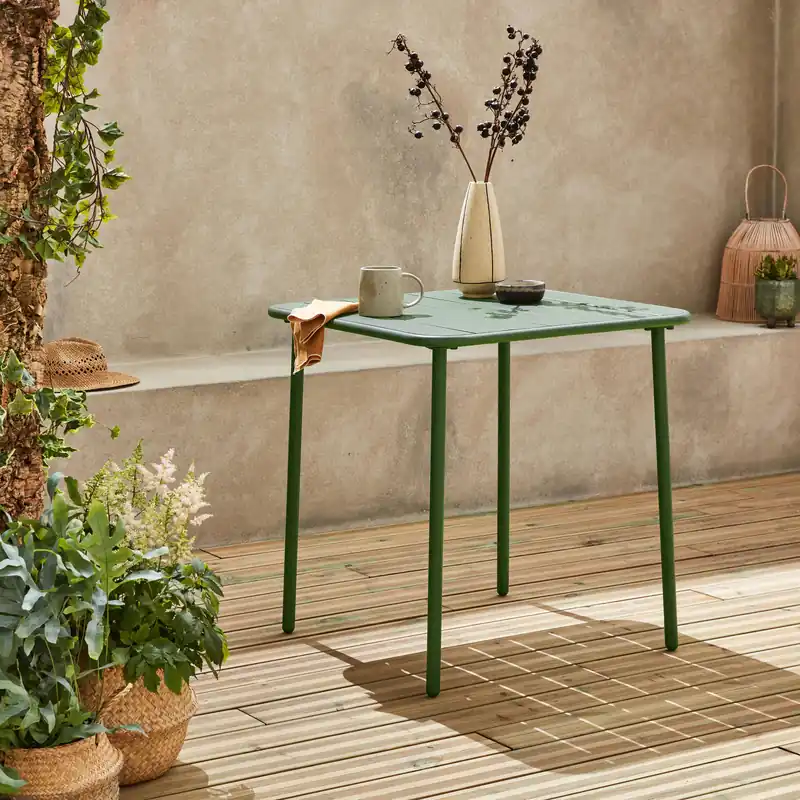 Mesa de jardín bistró de acero, 2 plazas, 70cm - Mesas de jardín
