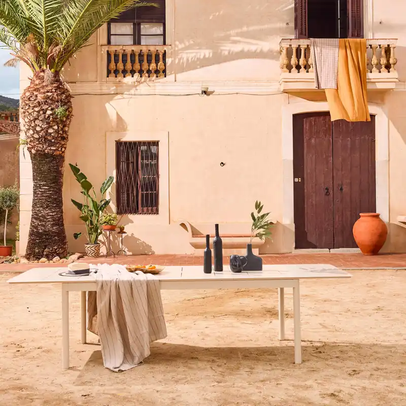 Mesa de jardín extensible de aluminio de 8 plazas - Mesas de jardín