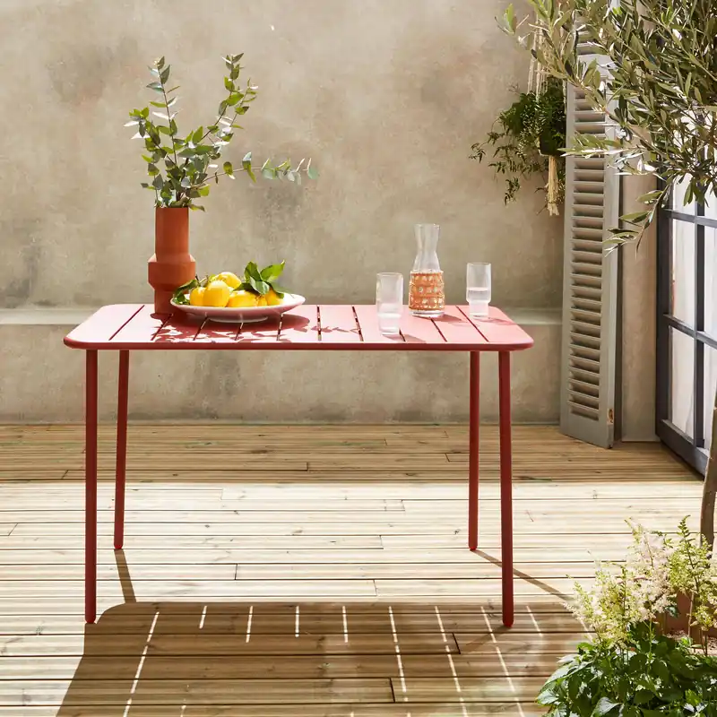 Mesa de jardín bistró de acero, 4 plazas, 120cm - Mesas de jardín