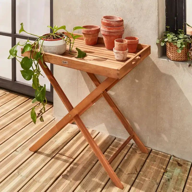 Mesa auxilar de jardín de madera - Mesas de jardín