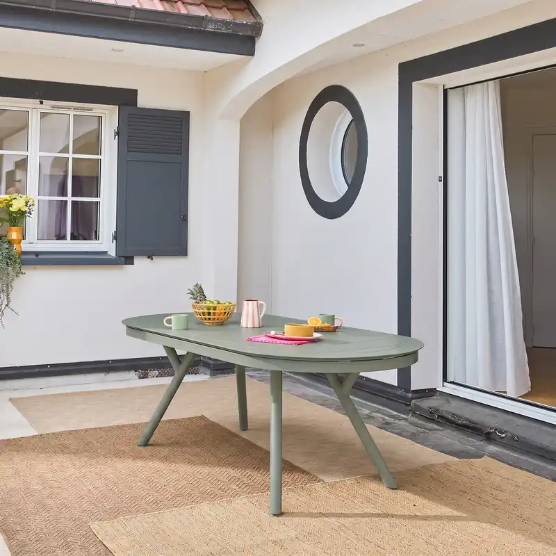 Mesa de jardín ovalada extensible de aluminio, 10 plazas - Mesas de jardín