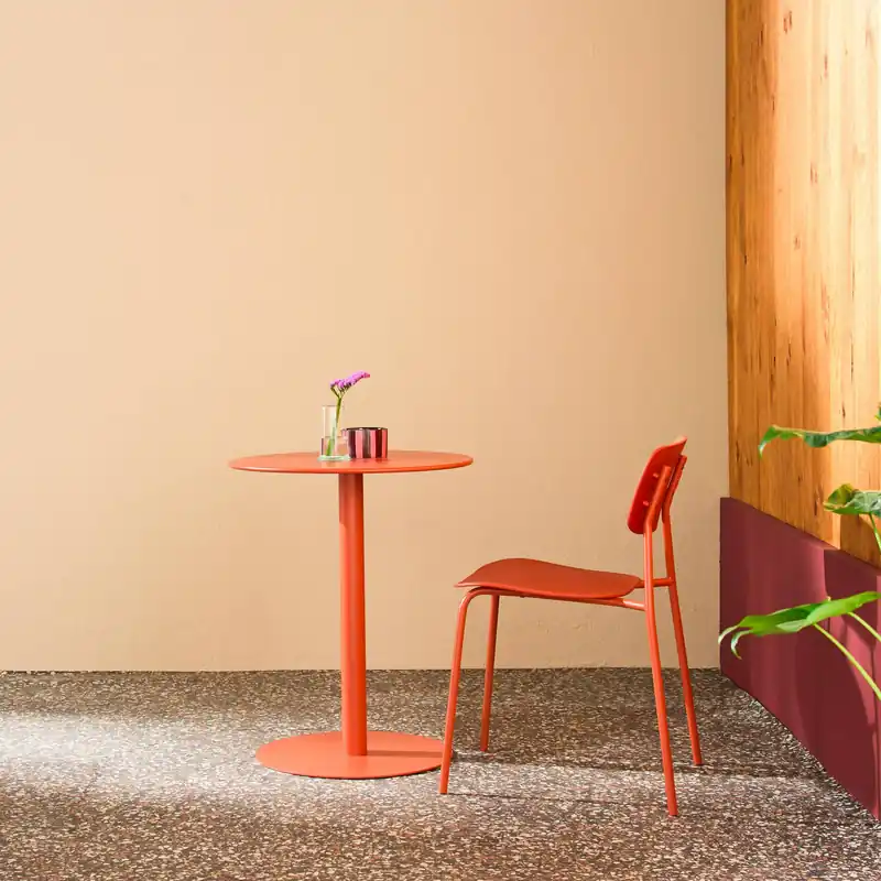 Mesa de jardín bistró redonda de acero para 2 personas - Mesas de jardín