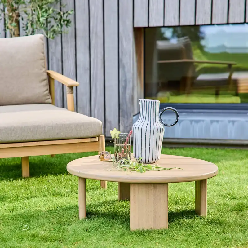 Mesa de centro para jardín redonda de madera de acacia, 70cm - Mesas de jardín