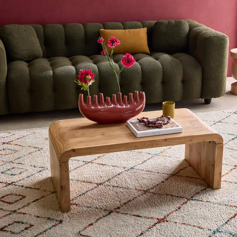 Mesa de centro rectangular de madera maciza de acacia - Mesas de centro