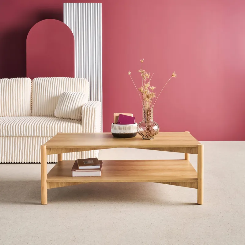 Mesa de centro rectangular con doble estante, 110cm - Mesas de centro