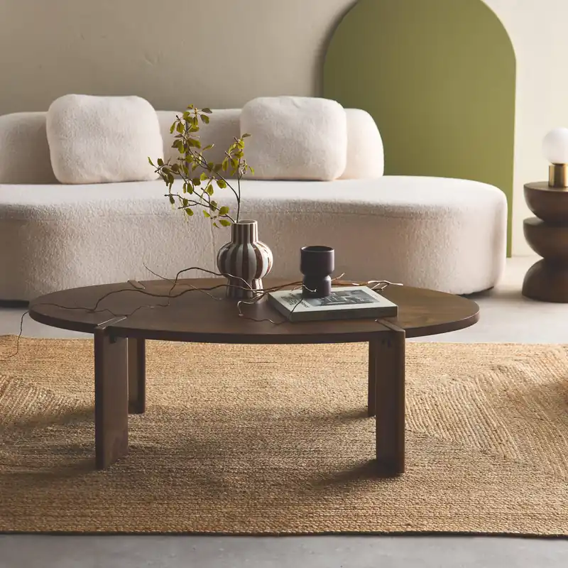 Mesa de centro ovalada de madera maciza de mango - Mesas de centro
