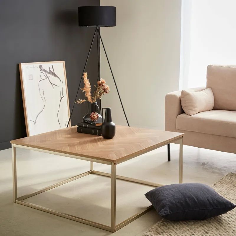 Mesa de centro de efecto madera con dibujo de espiga - Mesas de centro
