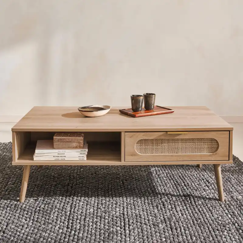 Mesa de centro estilo escandinavo, 1 cajón - Mesas de centro