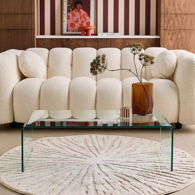 Mesa de centro rectangular de vidrio templado - Mesas de centro