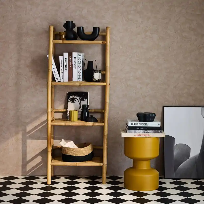 Estantería de bambú 4 niveles, 144cm - Muebles auxiliares de cuarto de baño