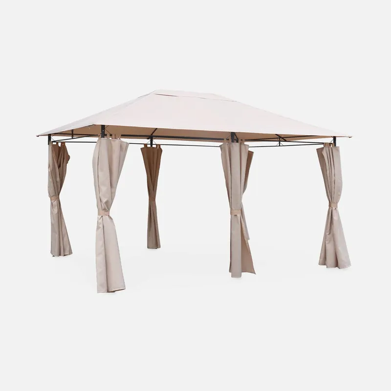 Gazebo de jardín 3x4m con cortinas - Pergolas y gazebos