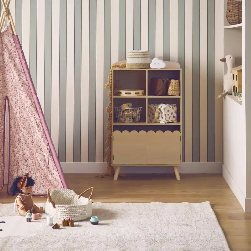 Biblioteca infantil madera de pino 2 puertas 4 estantes - Librerías, estanterías y armarios infantiles