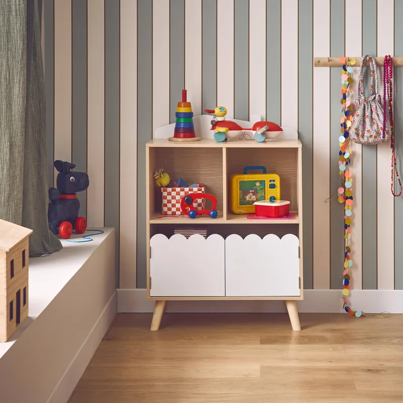 Librería infantil de 2 estantes y 2 puertas - Librerías, estanterías y armarios infantiles