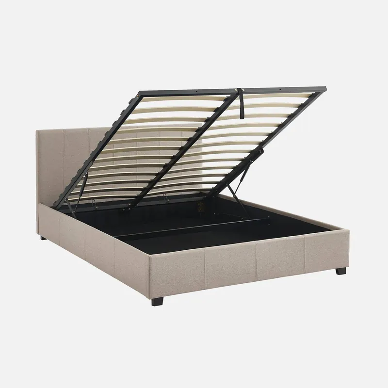 Cama con somier abatible y cabecero, 140x190cm - Camas de matrimonio