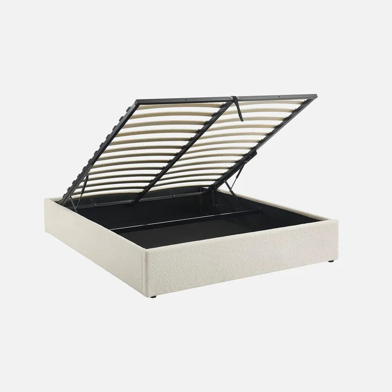 Cama con somier abatible, acabado borreguito - Camas de matrimonio
