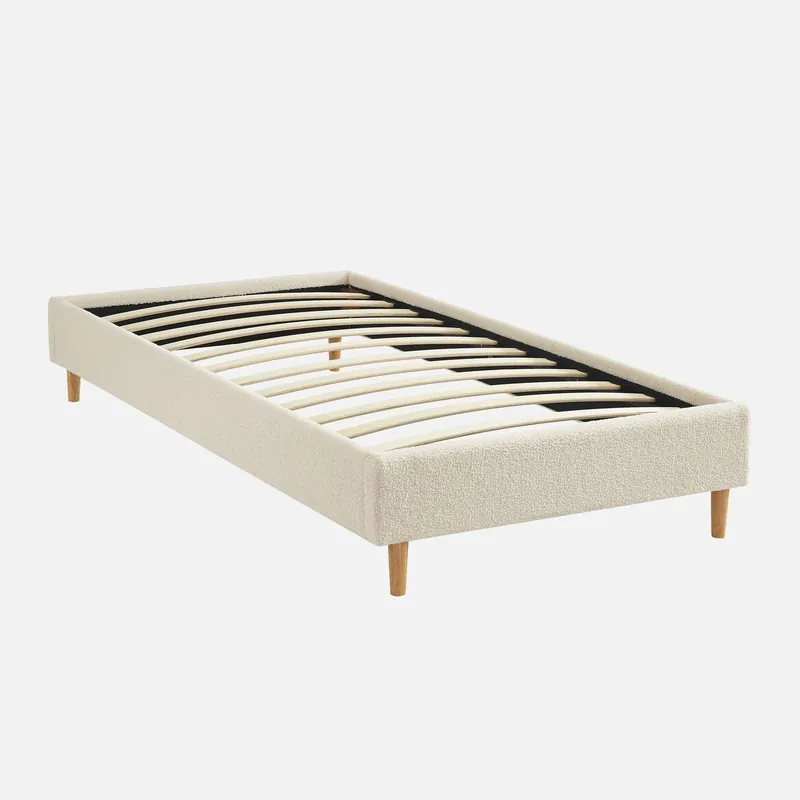Cama con somier, acabado borreguito - Camas de matrimonio
