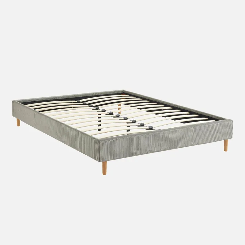 Cama con somier 140x190cm, acabado en pana fina - Camas de matrimonio