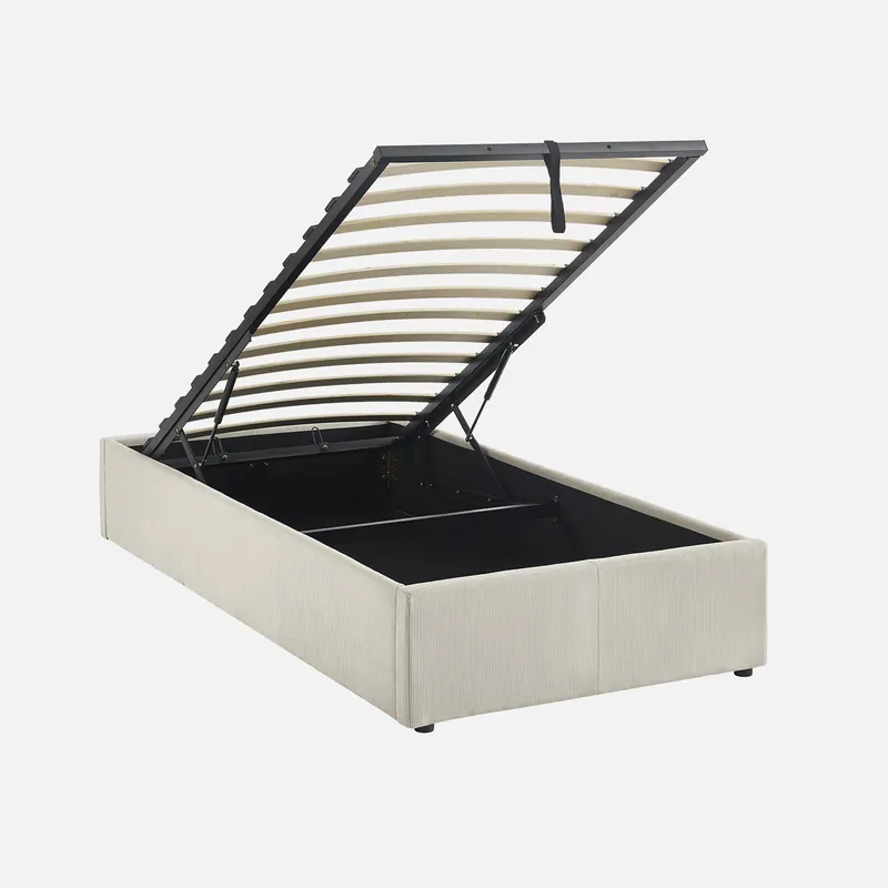 Cama con somier abatible 90x190cm, acabado en pana fina - Camas individuales