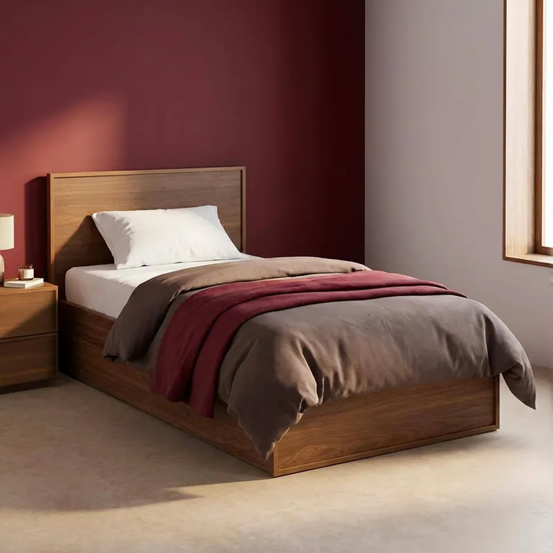 Cama con somier de láminas y cabecero 90 x 190cm + 2 cajones decorativos de madera - Camas individuales
