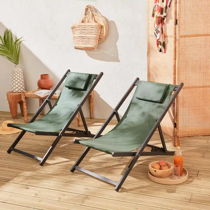 Tumbona de aluminio multi posiciones, set de 2 - Tumbonas