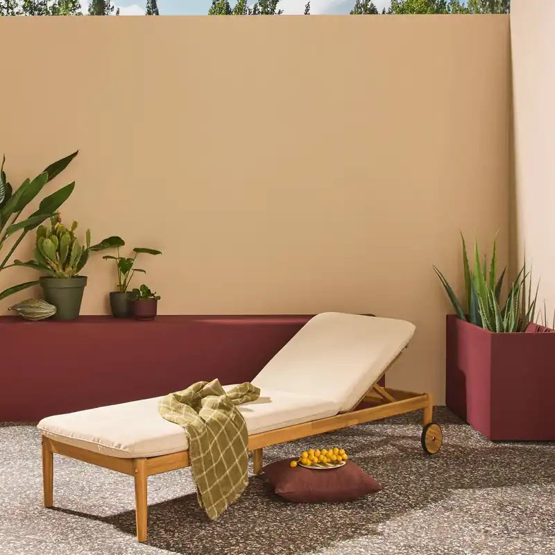 Tumbona de madera de acacia multiposición con ruedas - Tumbonas
