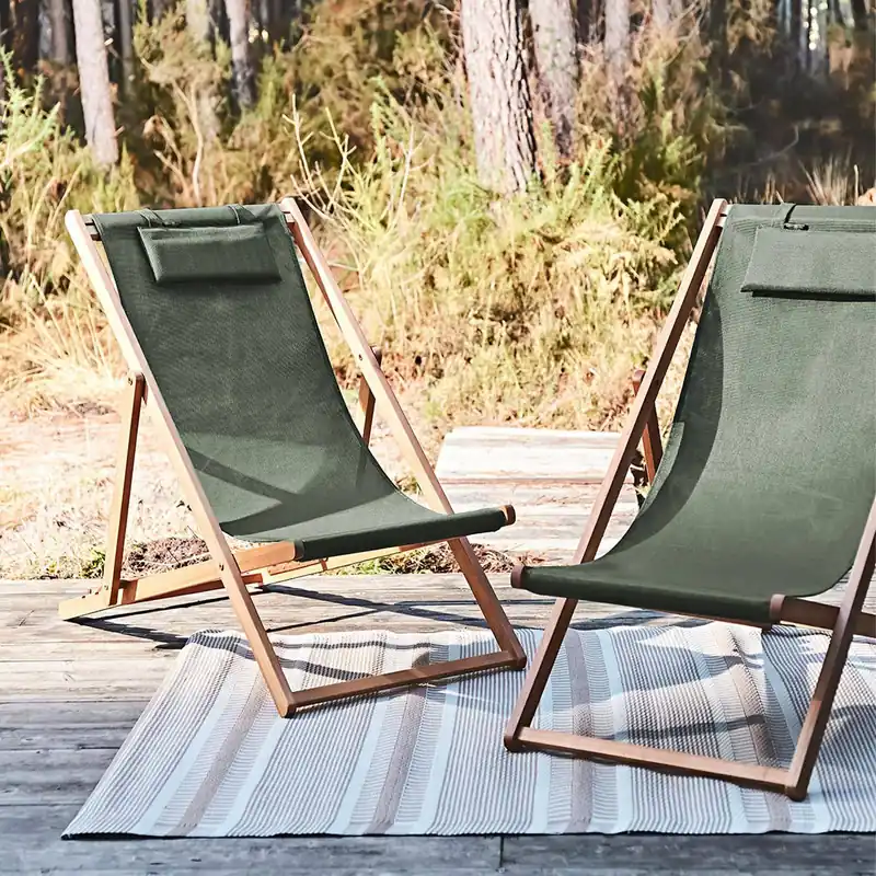 Silla plegable de madera de eucalipto, set de 2 - Sillas de jardín