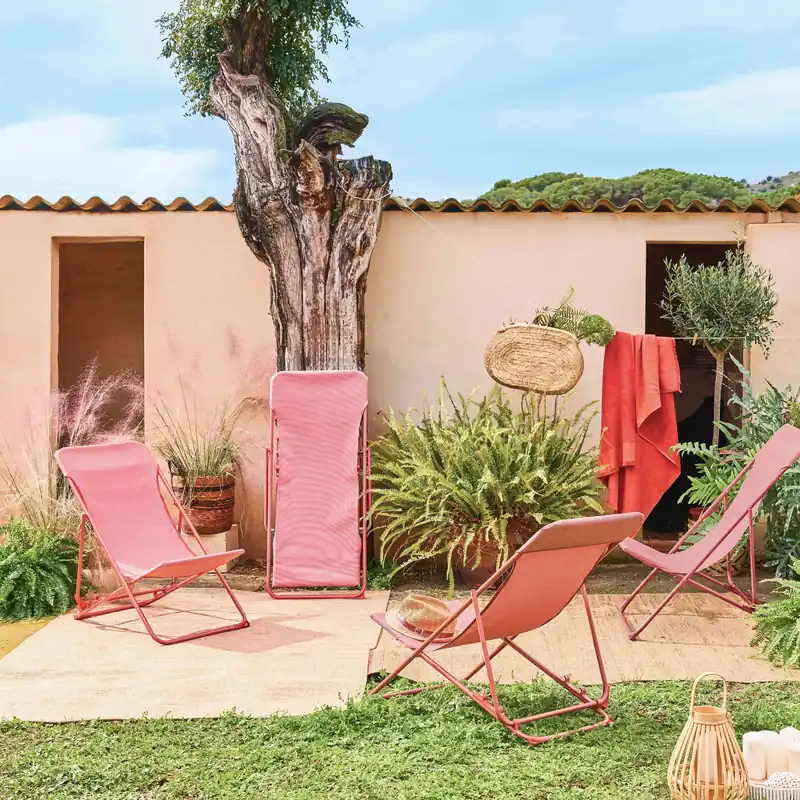 Silla de jardín plegable, set de 4 - Tumbonas