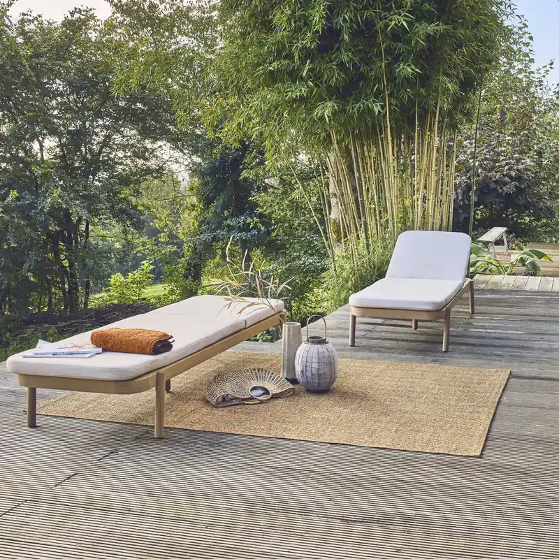 Tumbona de madera de acacia y reclinables, set de 2 - Tumbonas