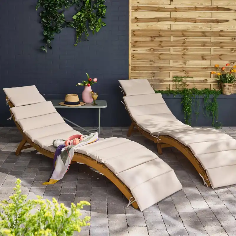 Set de 2 tumbonas de madera de acacia