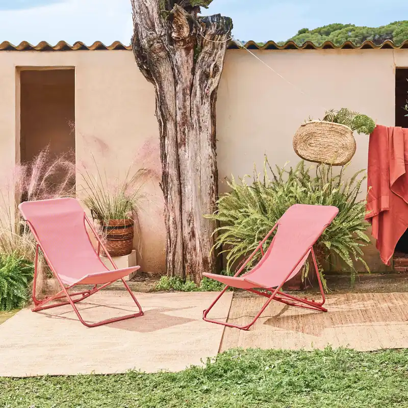 Silla de jardín plegable, set de 2 - Tumbonas