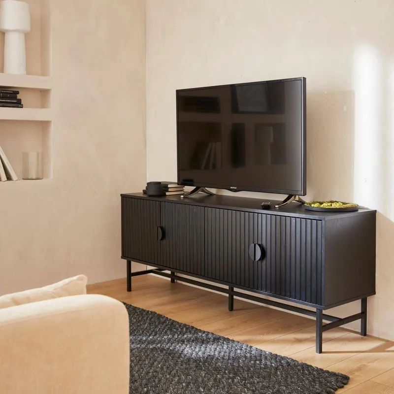 Mueble TV con efecto madera, 160cm - Muebles de TV