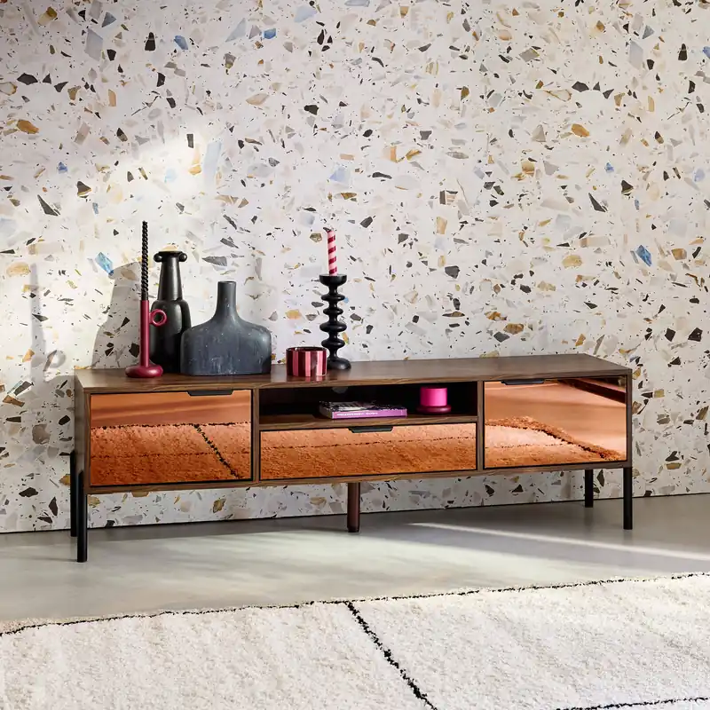 Mueble TV vintage efecto madera de nogal 151,5cm - Muebles de TV