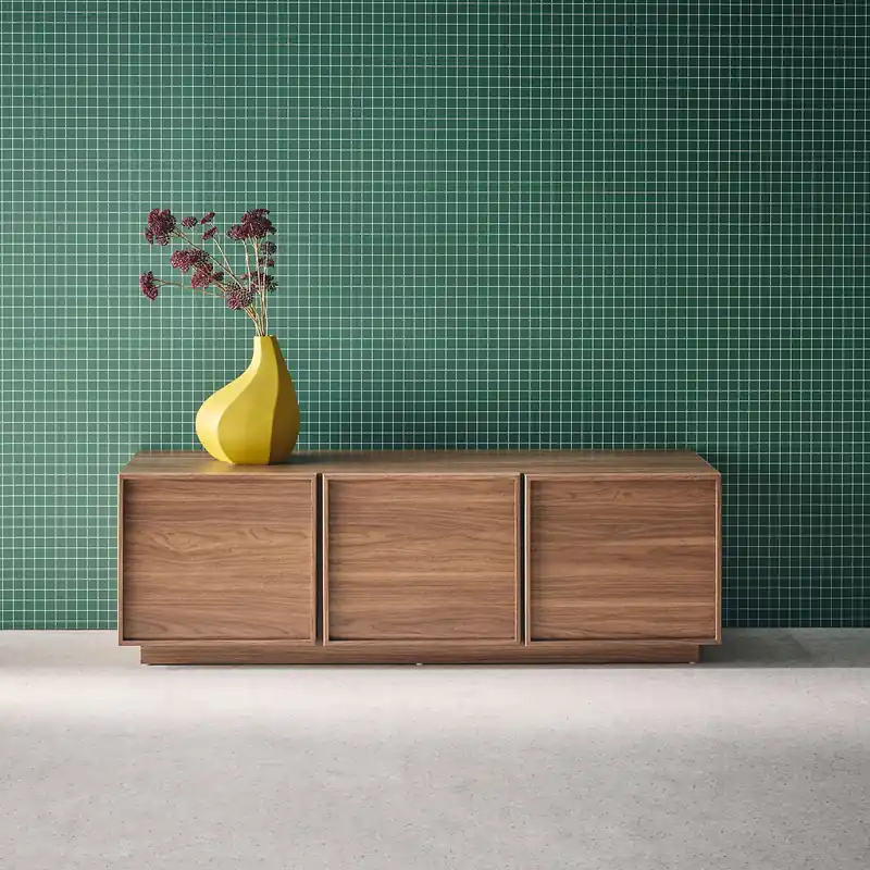 Mueble de TV con decoración de madera y 3 puertas, 140cm - Muebles de TV