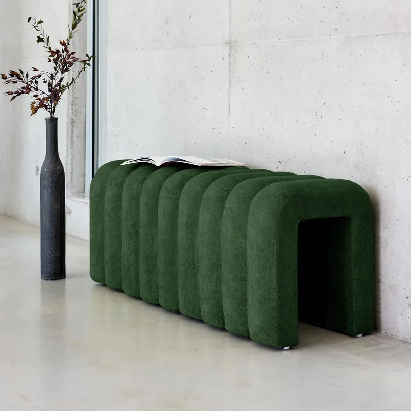 Banco, pie de cama contemporáneo de tela - Baúles de cama