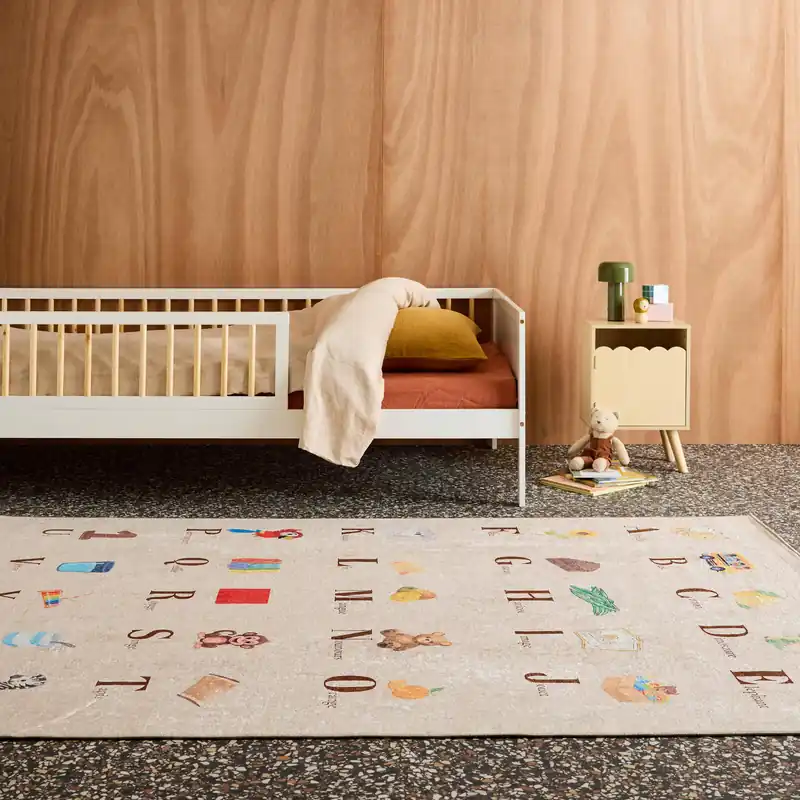 Alfombra infantil educativo con abecedario, para interior color beige - Alfombras infantiles