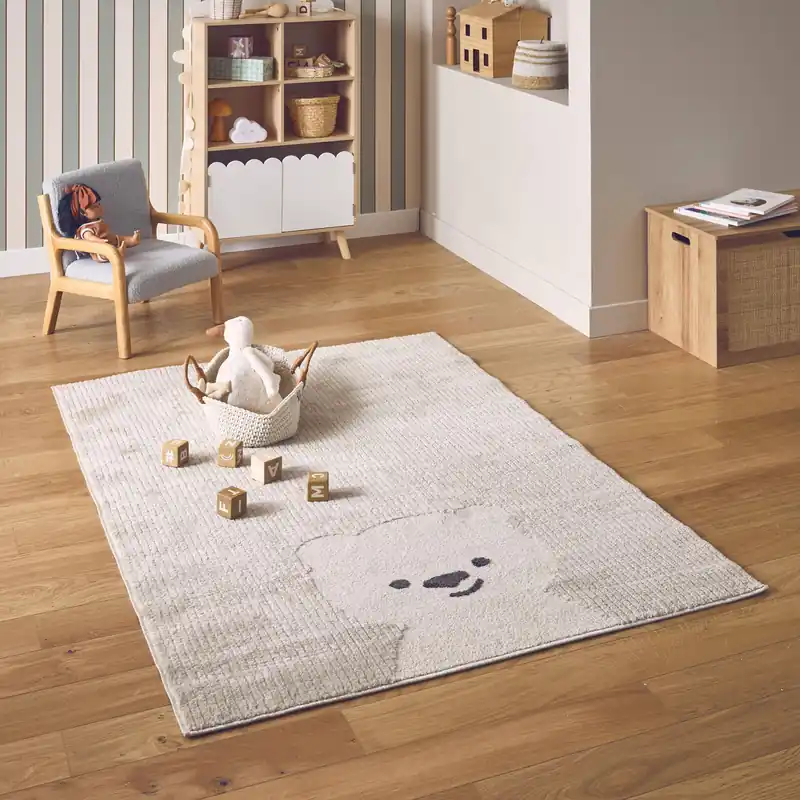 Alfombra infantil de osito en beige / crema - Alfombras infantiles